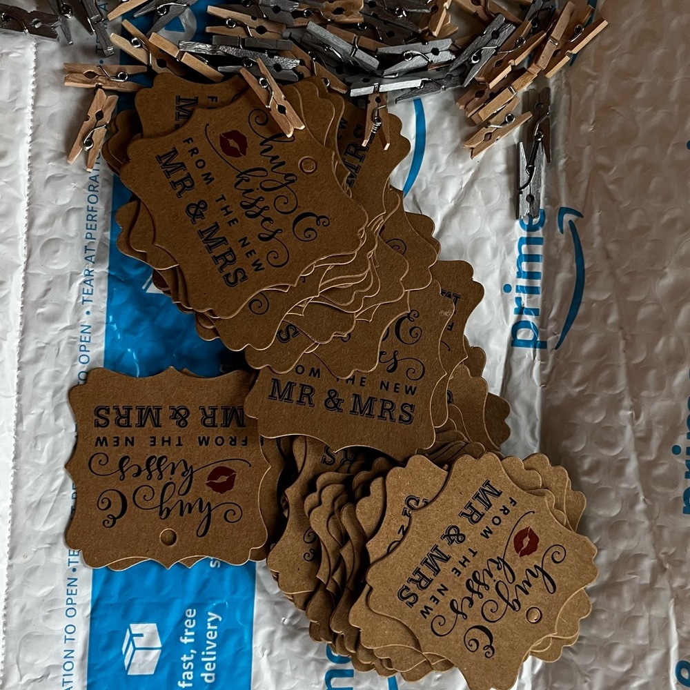 49 cards Mr & Mrs with about 20 mini paper clips